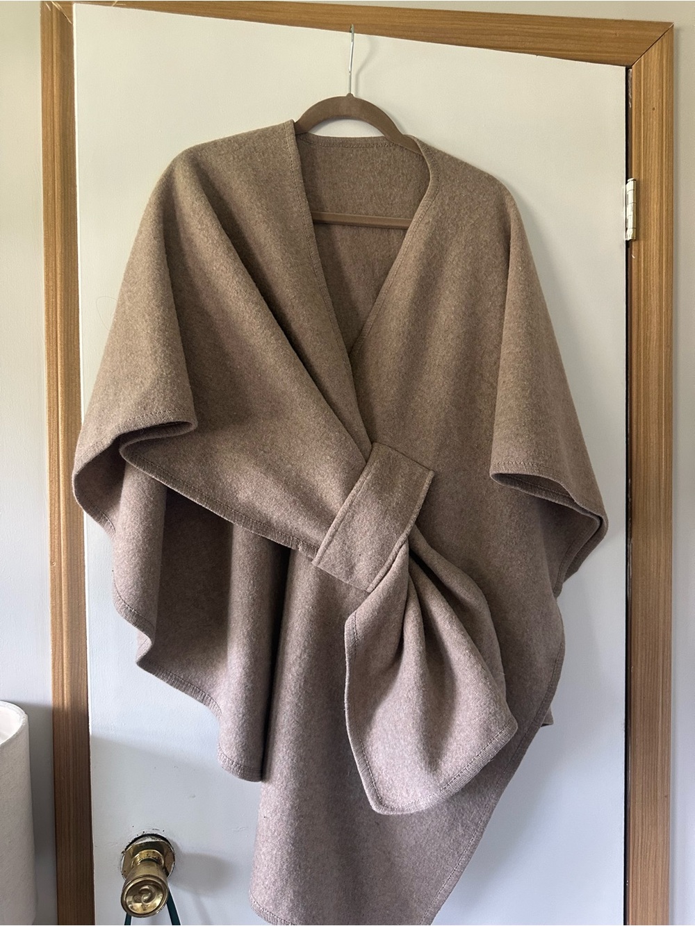 Neutral Taupe Wrap Cape with Front Knot